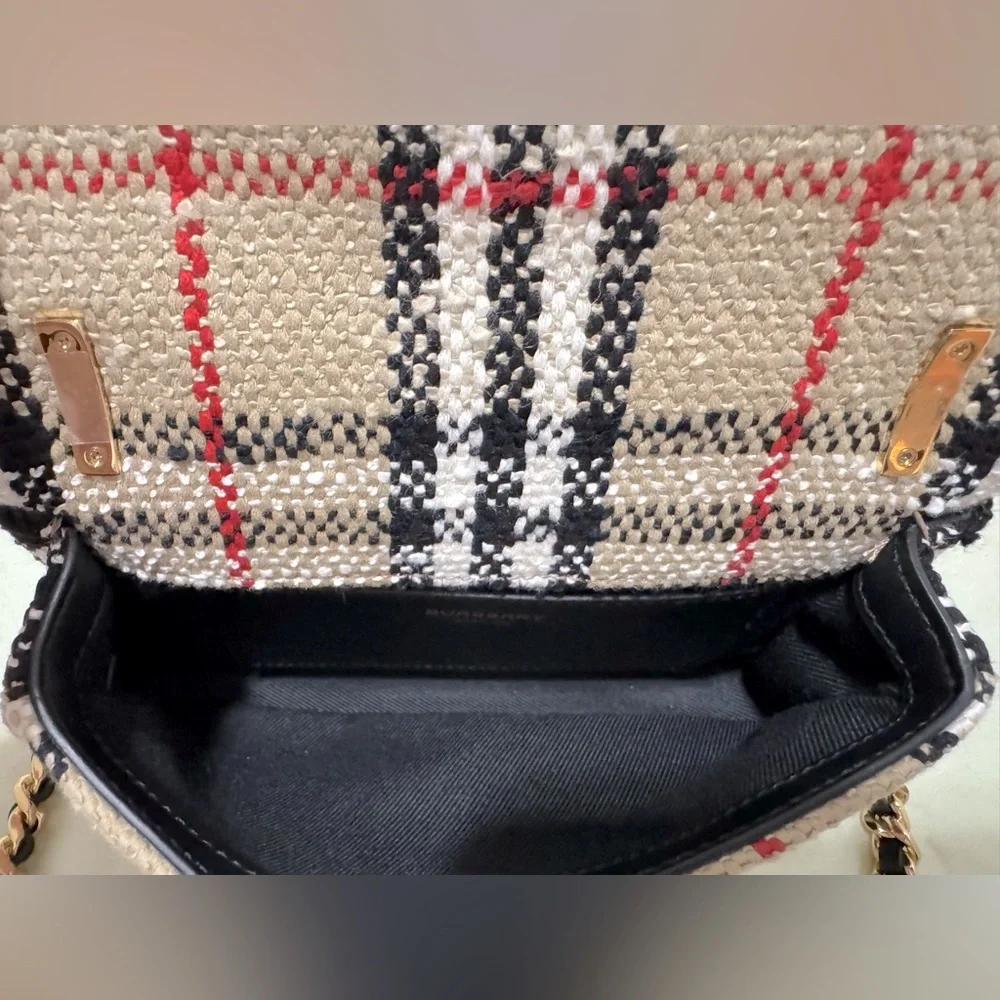 NEW🔥BURBERRY Mini Lola Woven Check Bag - Picture 13 of 16